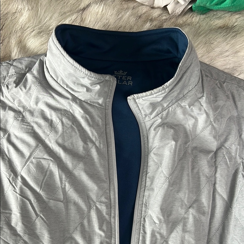 Peter Millar Reversible Navy and Gray Men's Gray Quilted Vest XL